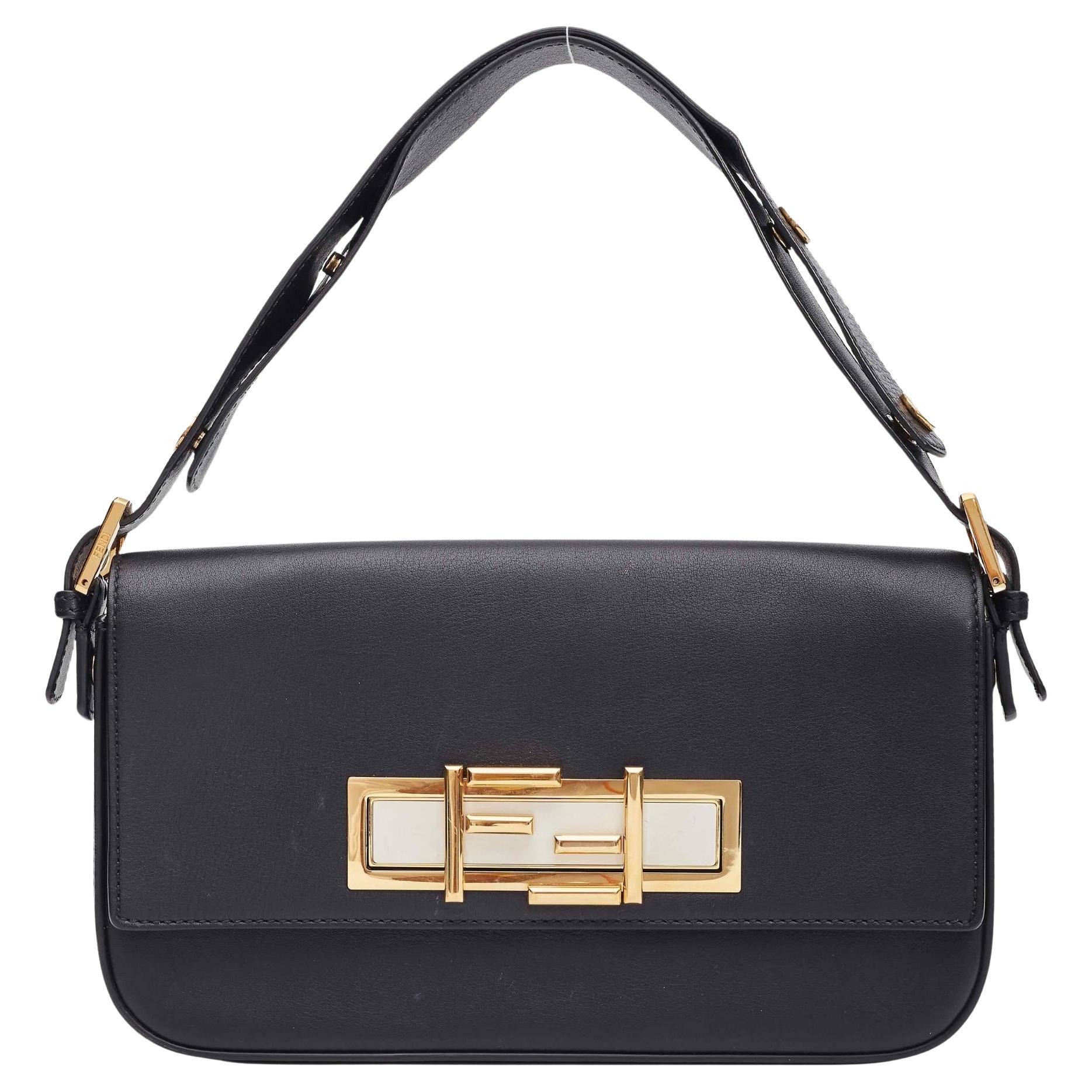 Fendi Vitello Dolce Bi-color 3baguette Shoulder Bag Black
