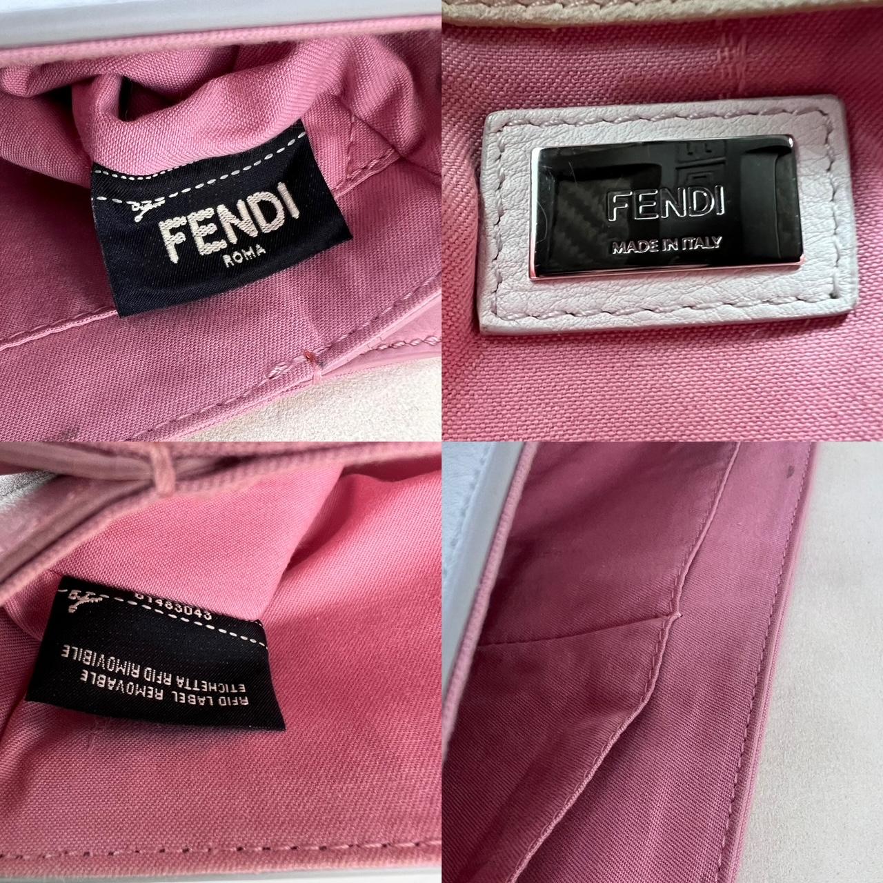 Women's Fendi Vitello Dolce Crystal Baguette Shoulder Bag White Multicolor