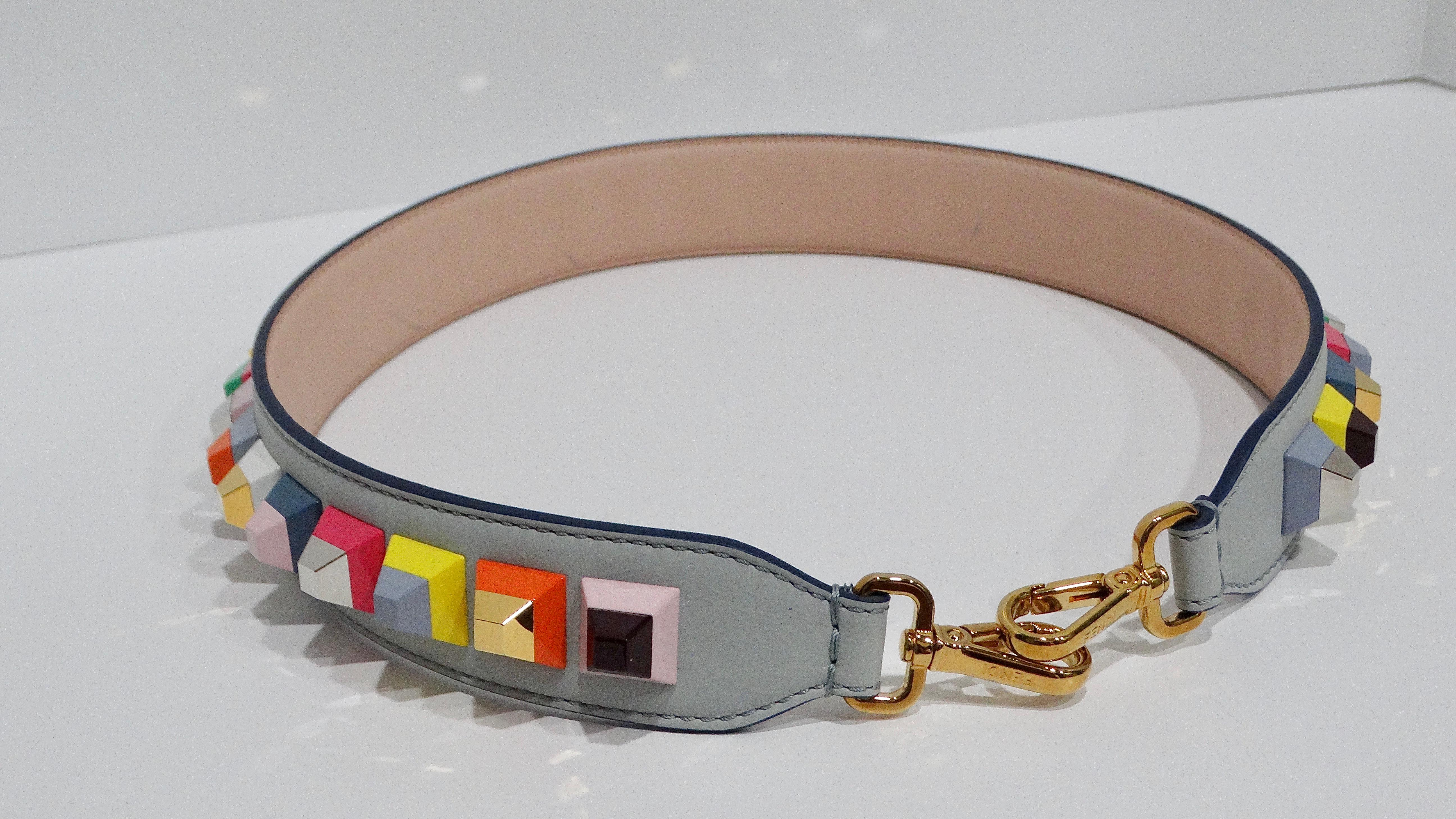 Brown Fendi Vitello Dolce Studded Bag Strap