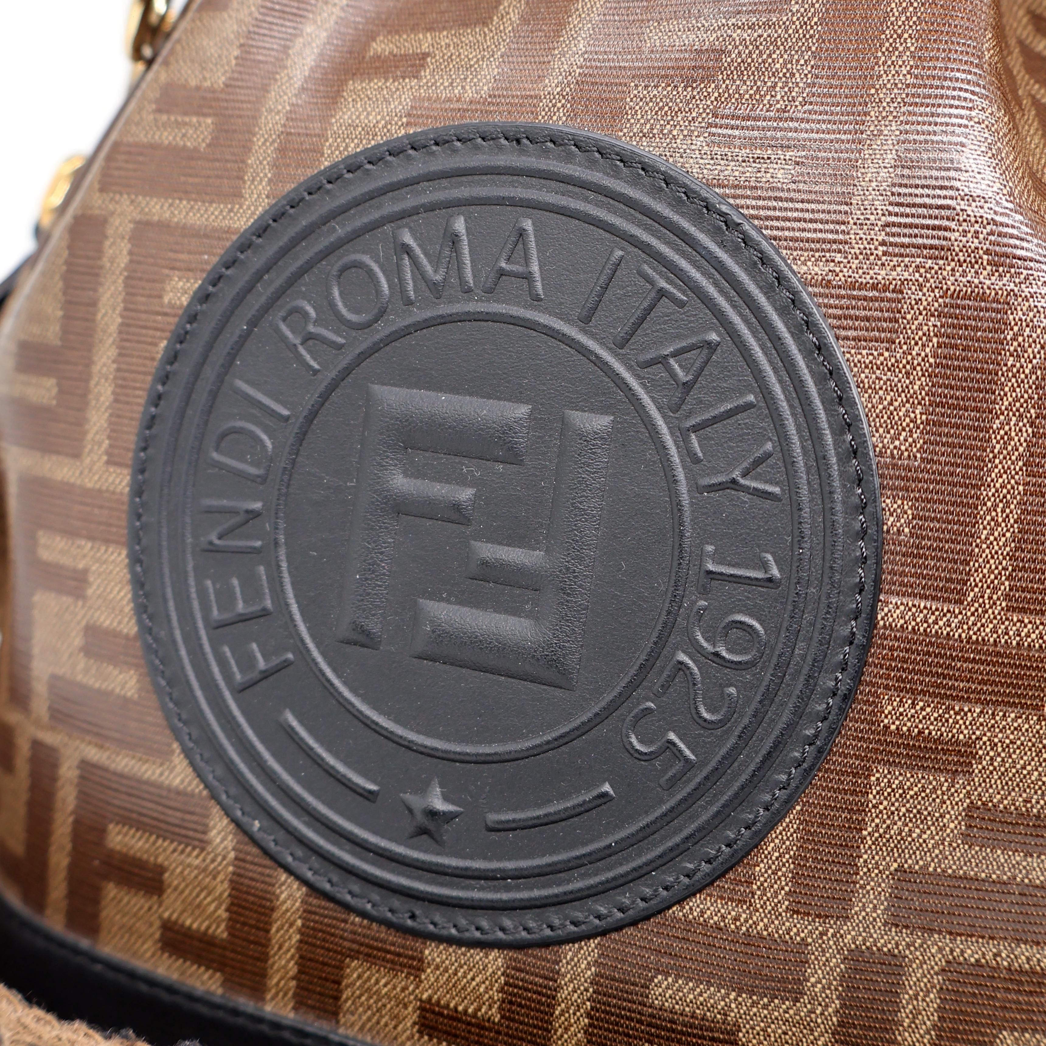 Fendi Vitello Grace 1974 Monogram Zucca Grande Mon Tresor Bucket Bag, 2020. For Sale 5