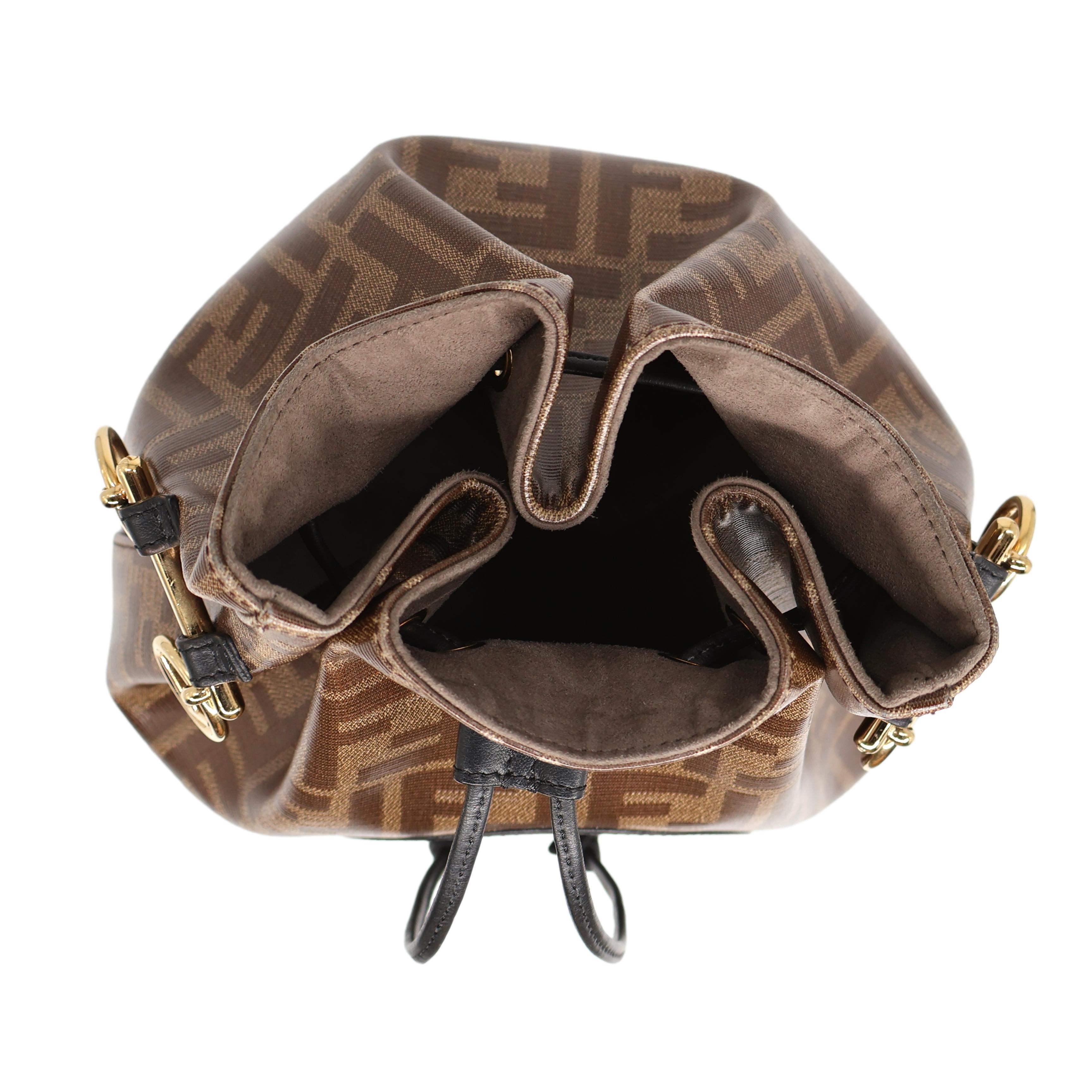 Fendi Vitello Grace 1974 Monogram Zucca Grande Mon Tresor Bucket Bag, 2020. For Sale 1