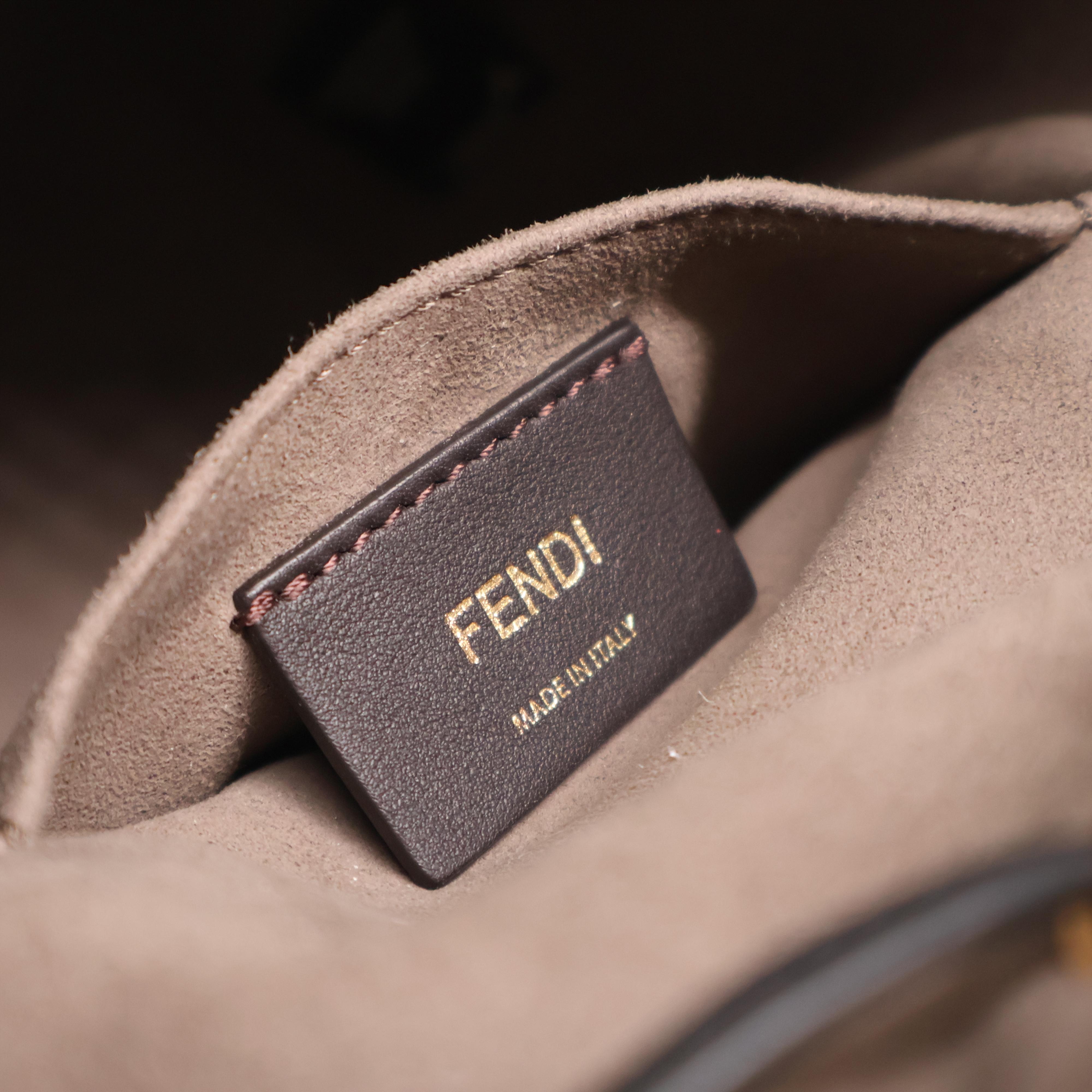 Fendi Vitello Grace 1974 Monogram Zucca Grande Mon Tresor Bucket Bag, 2020. For Sale 4