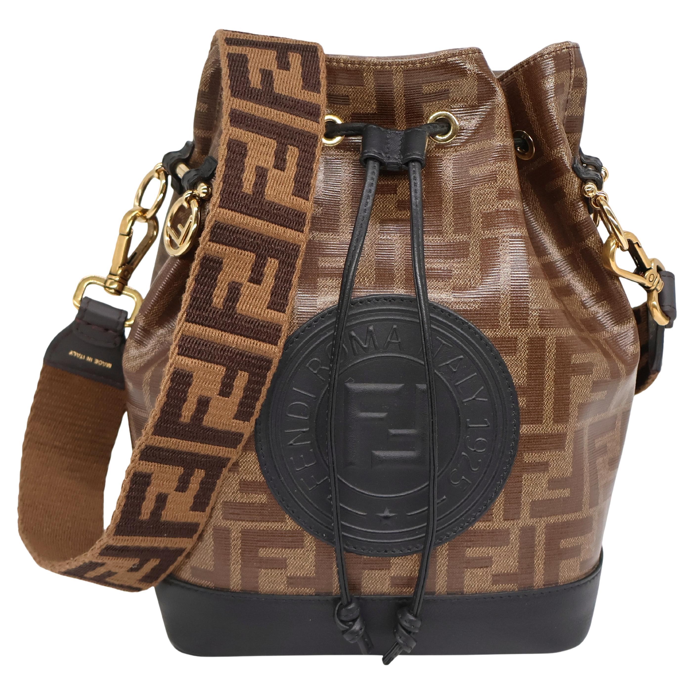 Fendi Vitello Grace 1974 Monogram Zucca Grande Mon Tresor Bucket Bag, 2020.