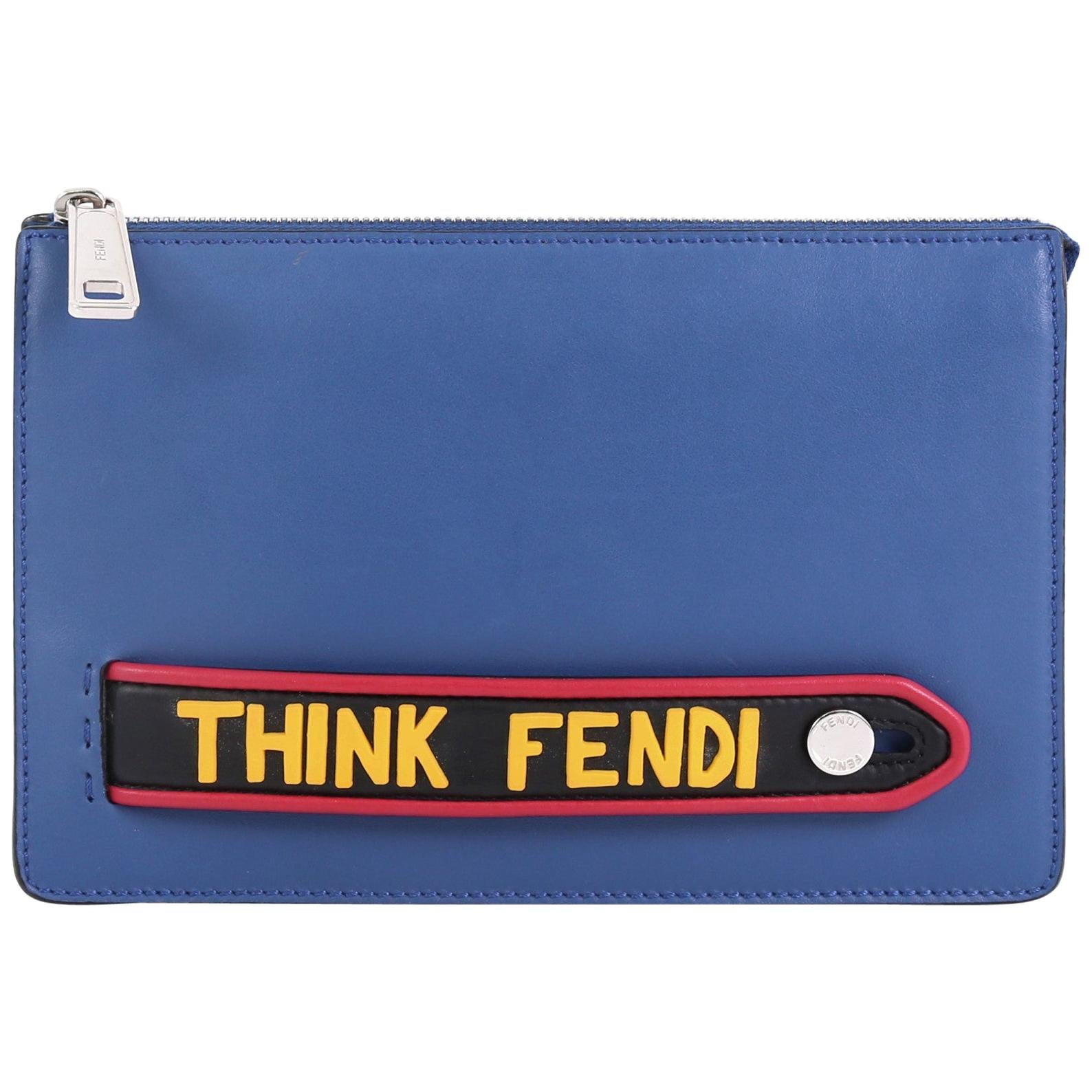 Fendi Vocabulary Pouch Inlaid Leather Smal