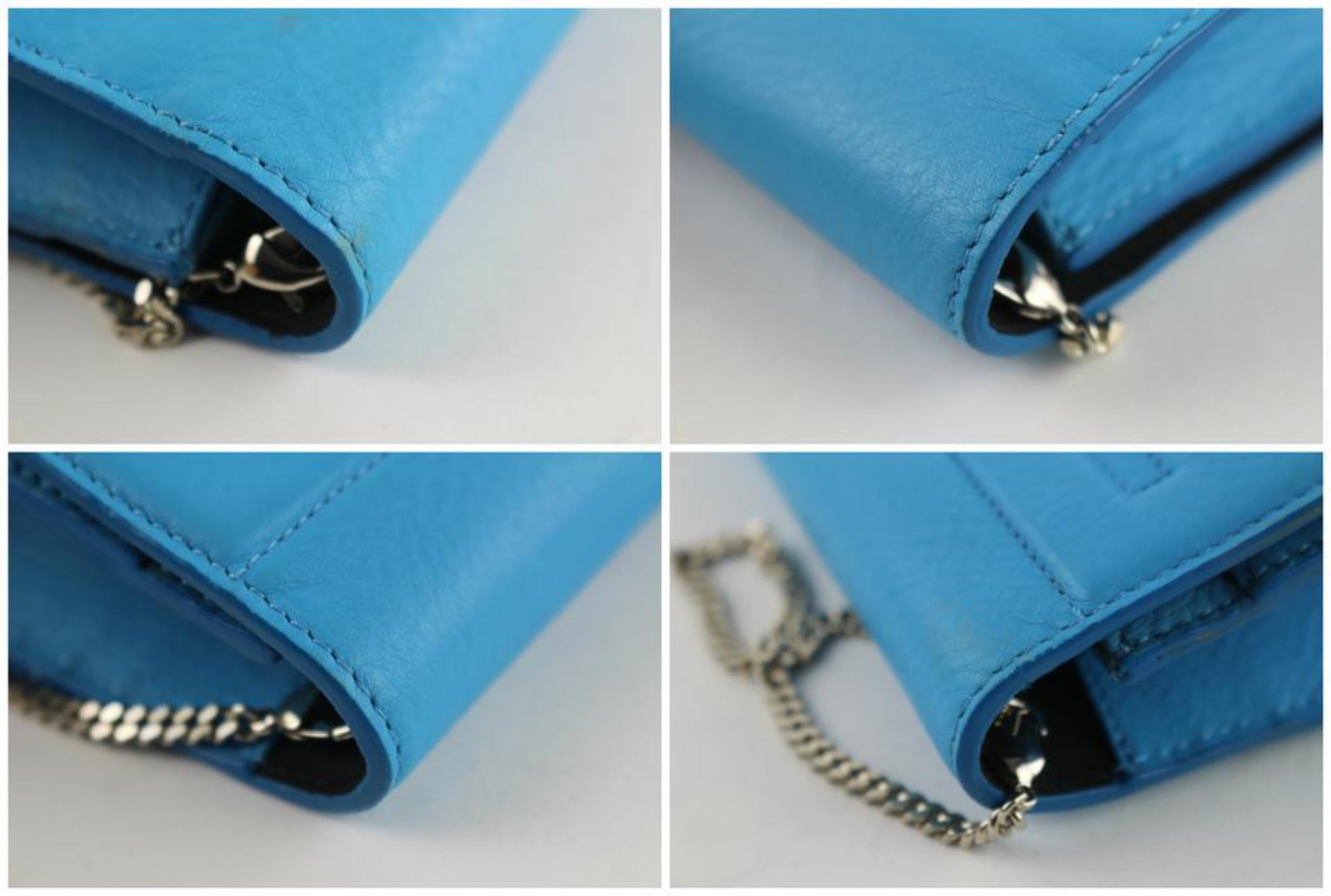 Fendi Wallet on Chain Vitello Tube Flap 3fz0911 Blue Leather Cross Body Bag For Sale 5