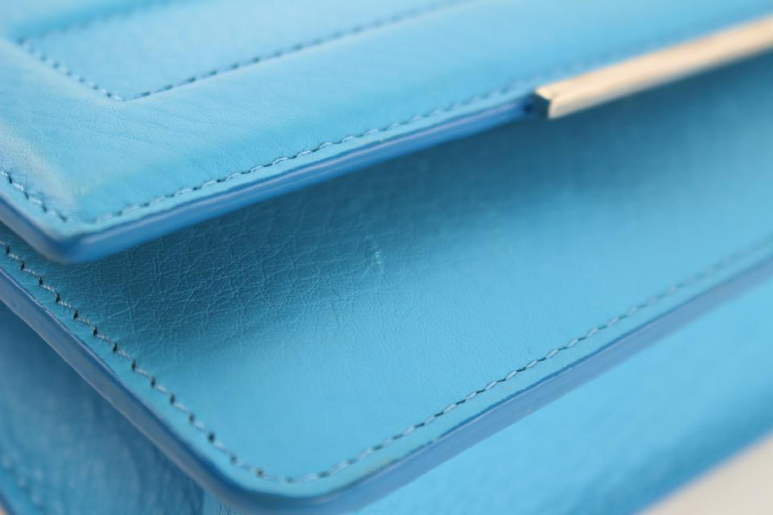 Fendi Wallet on Chain Vitello Tube Flap 3fz0911 Blue Leather Cross Body Bag For Sale 6