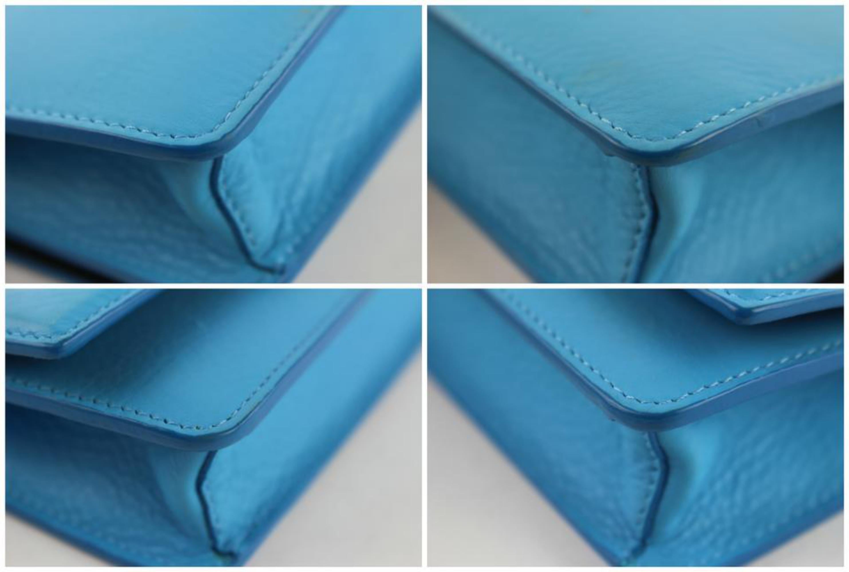 Fendi Wallet on Chain Vitello Tube Flap 3fz0911 Blue Leather Cross Body Bag For Sale 7