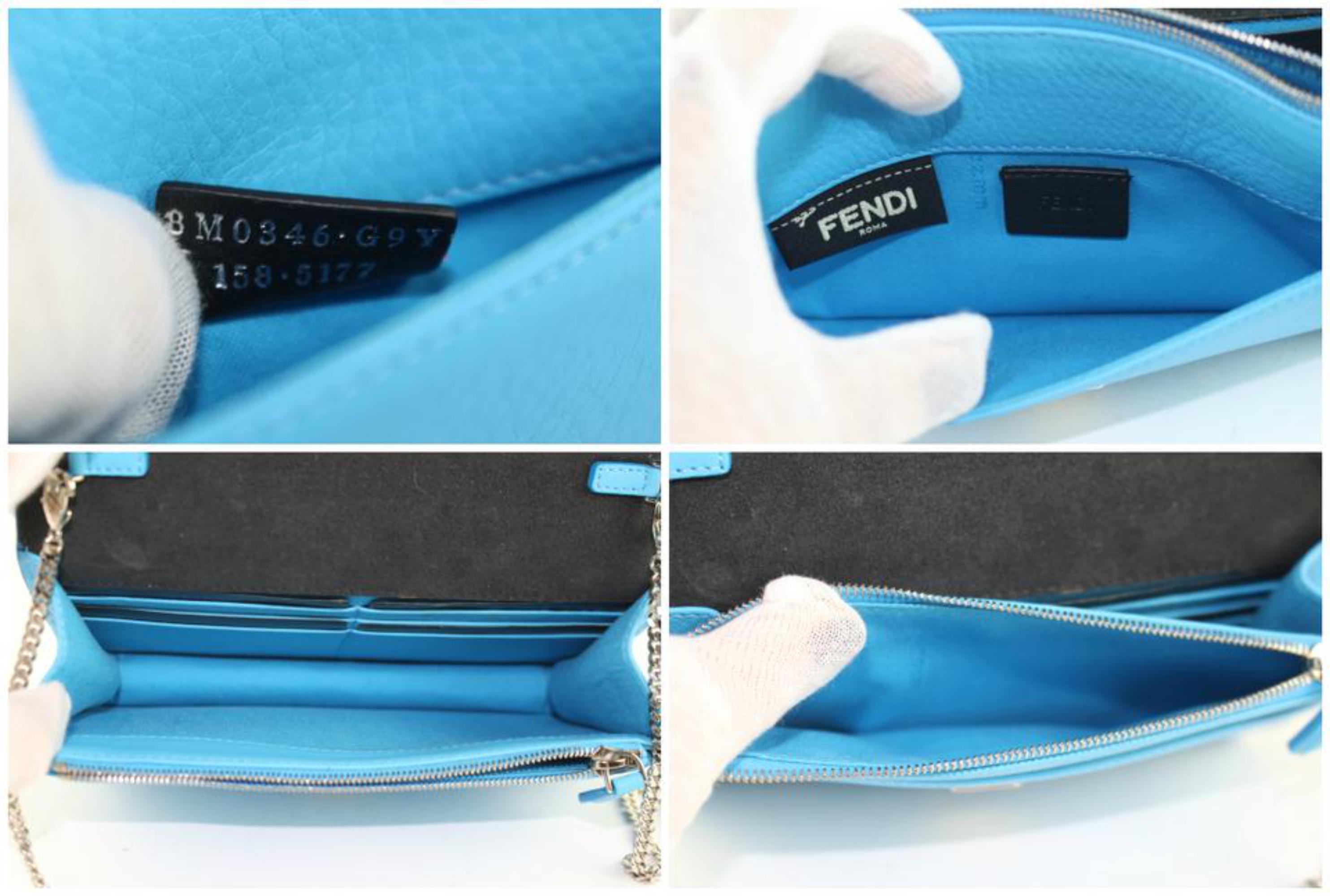Women's Fendi Wallet on Chain Vitello Tube Flap 3fz0911 Blue Leather Cross Body Bag For Sale