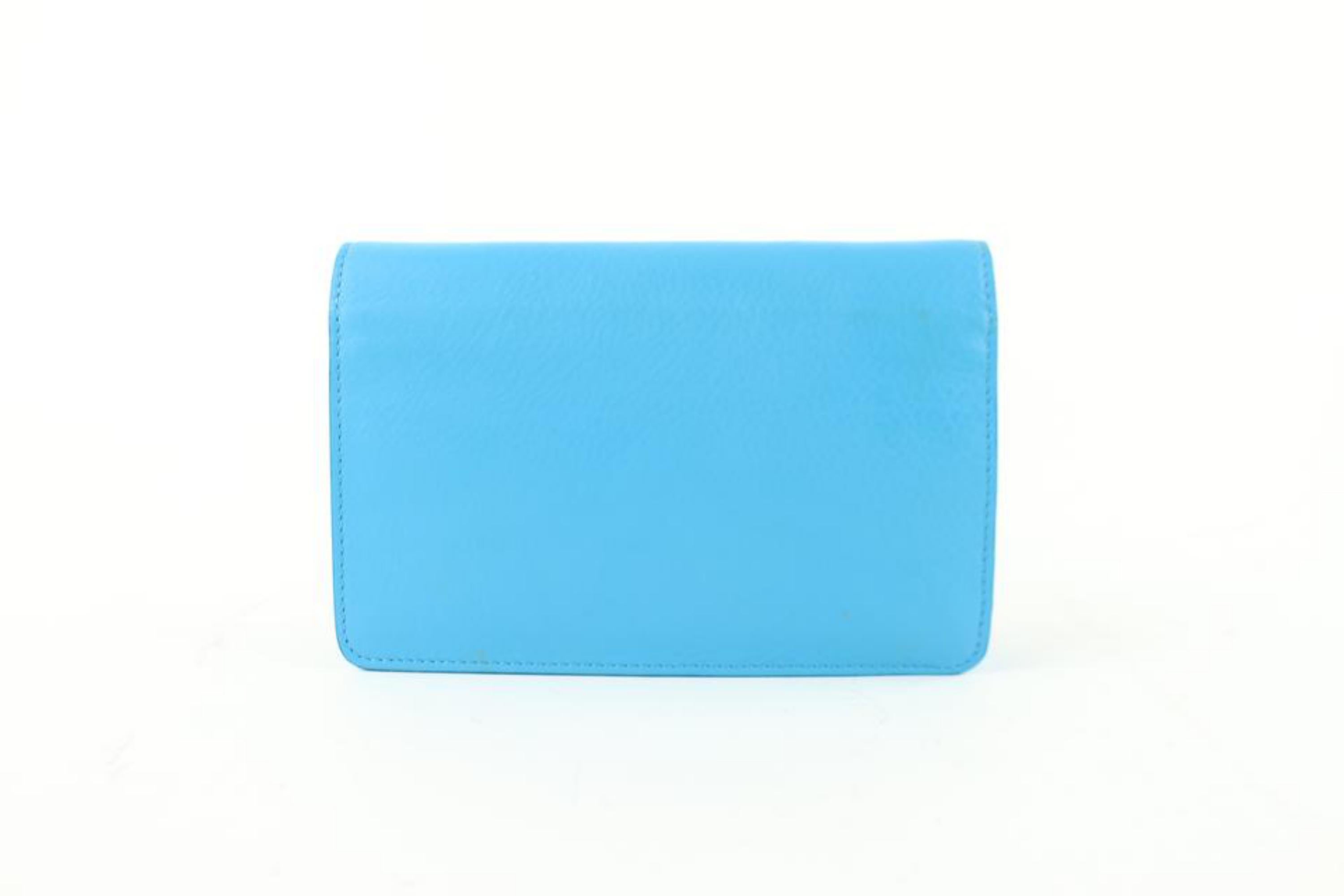 Fendi Wallet on Chain Vitello Tube Flap 3fz0911 Blue Leather Cross Body Bag For Sale 1