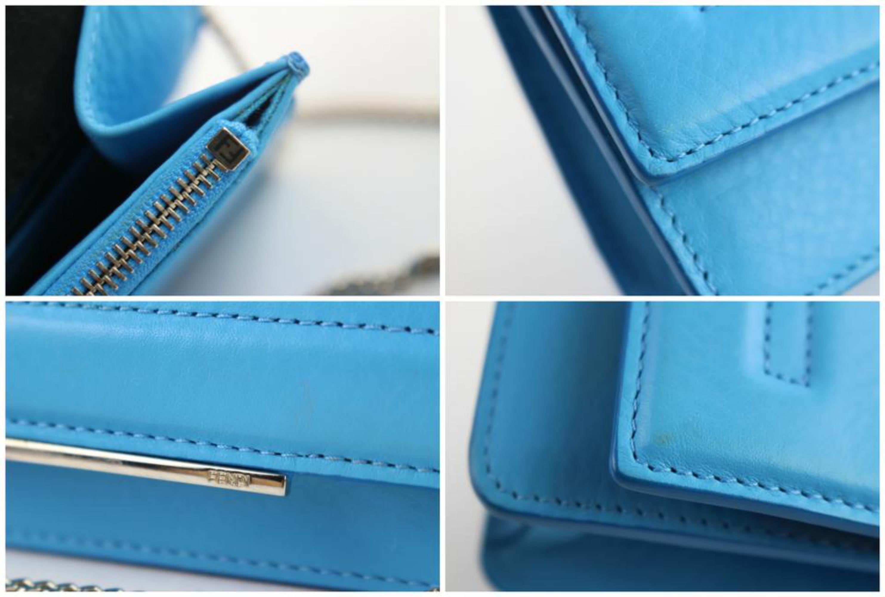 Fendi Wallet on Chain Vitello Tube Flap 3fz0911 Blue Leather Cross Body Bag For Sale 4