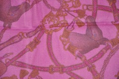 Fendi Warm Fuchsia & Brown "Equestrian" Merino Wool Fringed Scarf