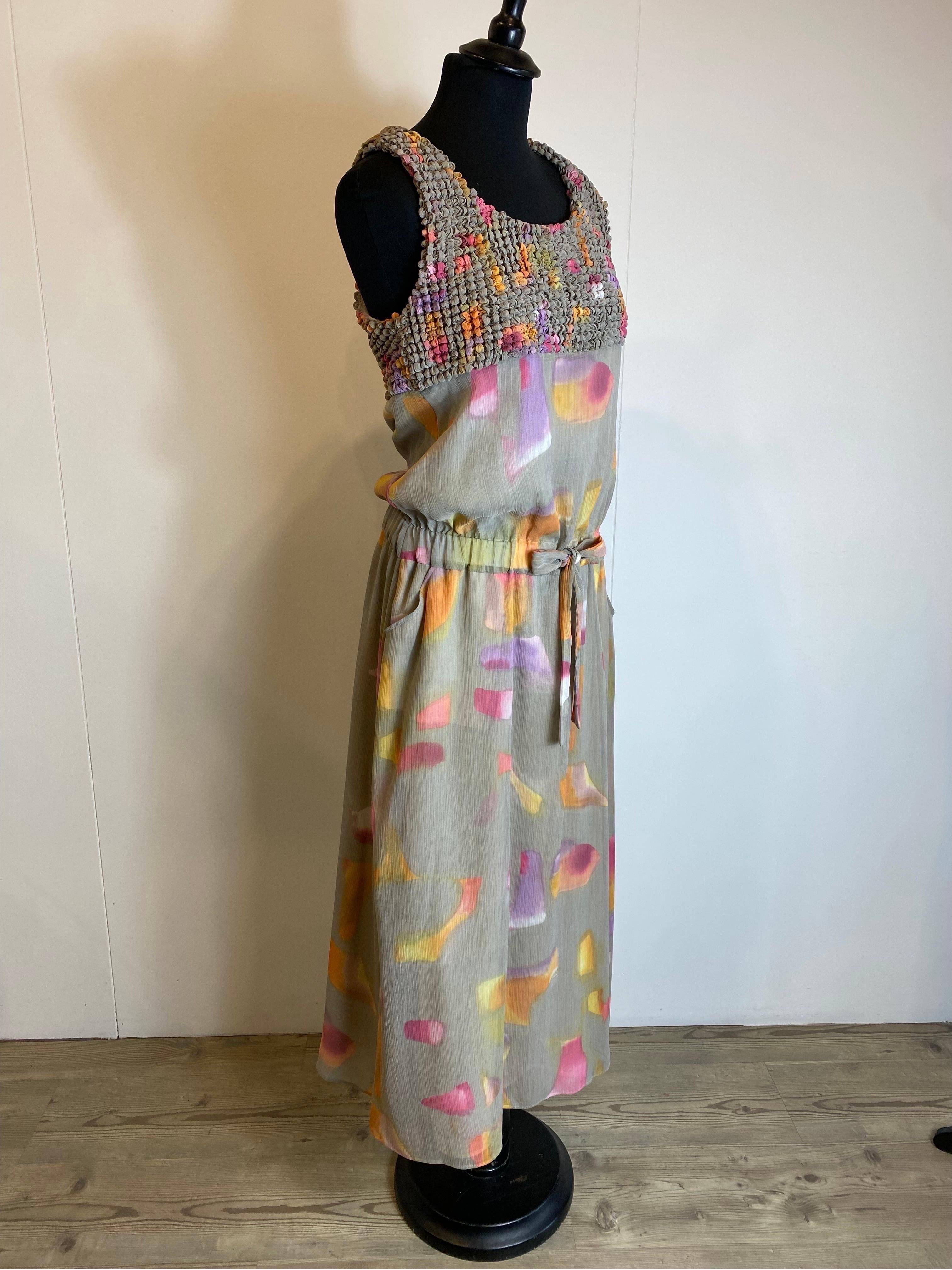 Fendi watercolor silk long Dress For Sale 1