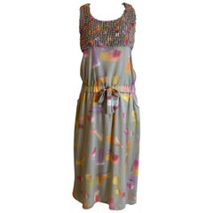 Vestido largo de seda acuarela Fendi