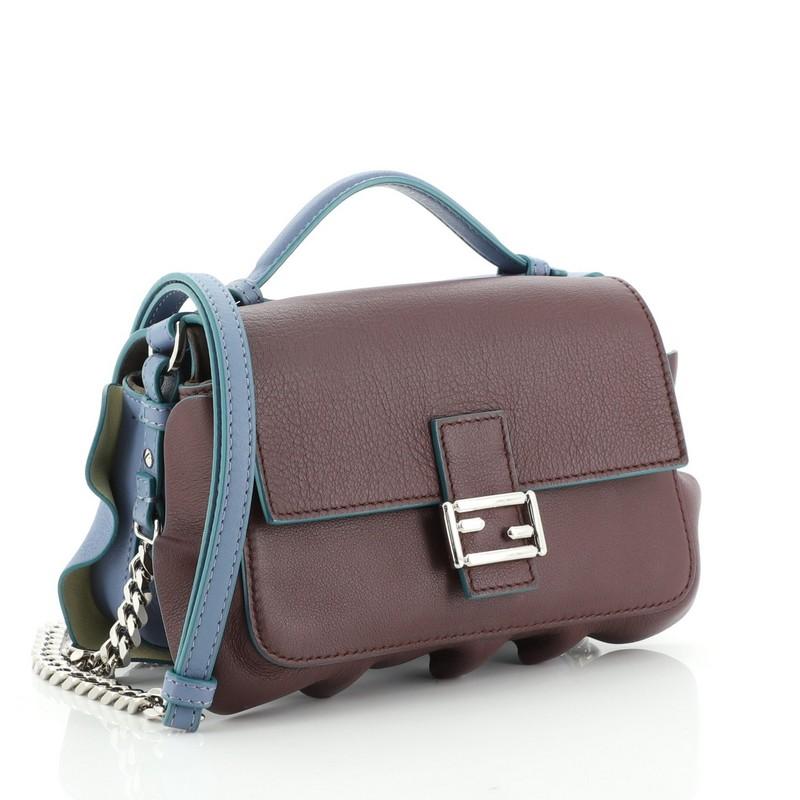 Black Fendi Wave Double Baguette Leather Micro