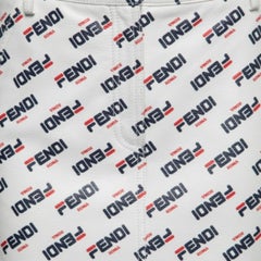 Fendi White All Over Logo Print Leather Mini Skirt M