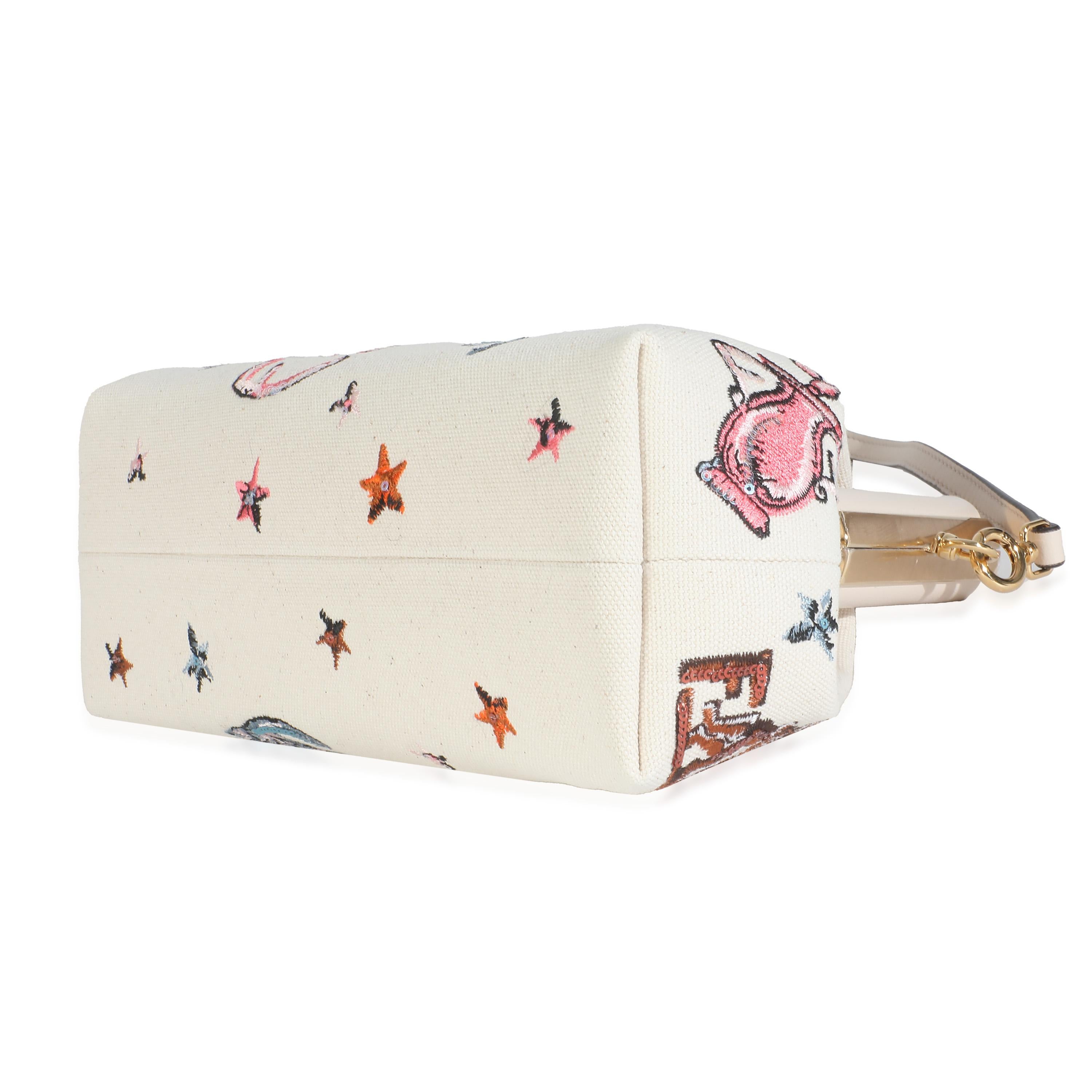 Fendi White Astrology Embroidered Canvas First Small Bag For Sale 1