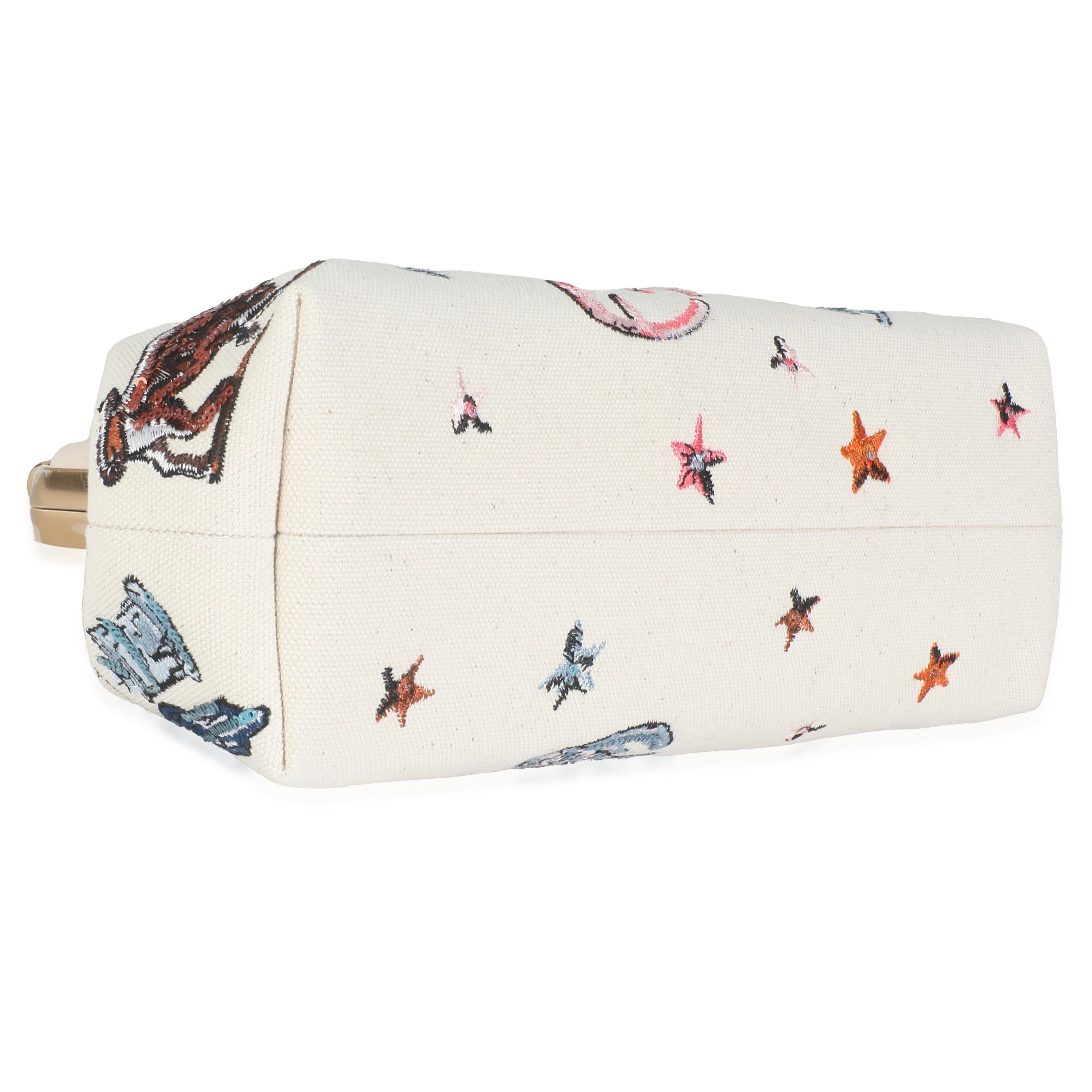 Fendi White Astrology Embroidered Canvas First Small Bag For Sale 3