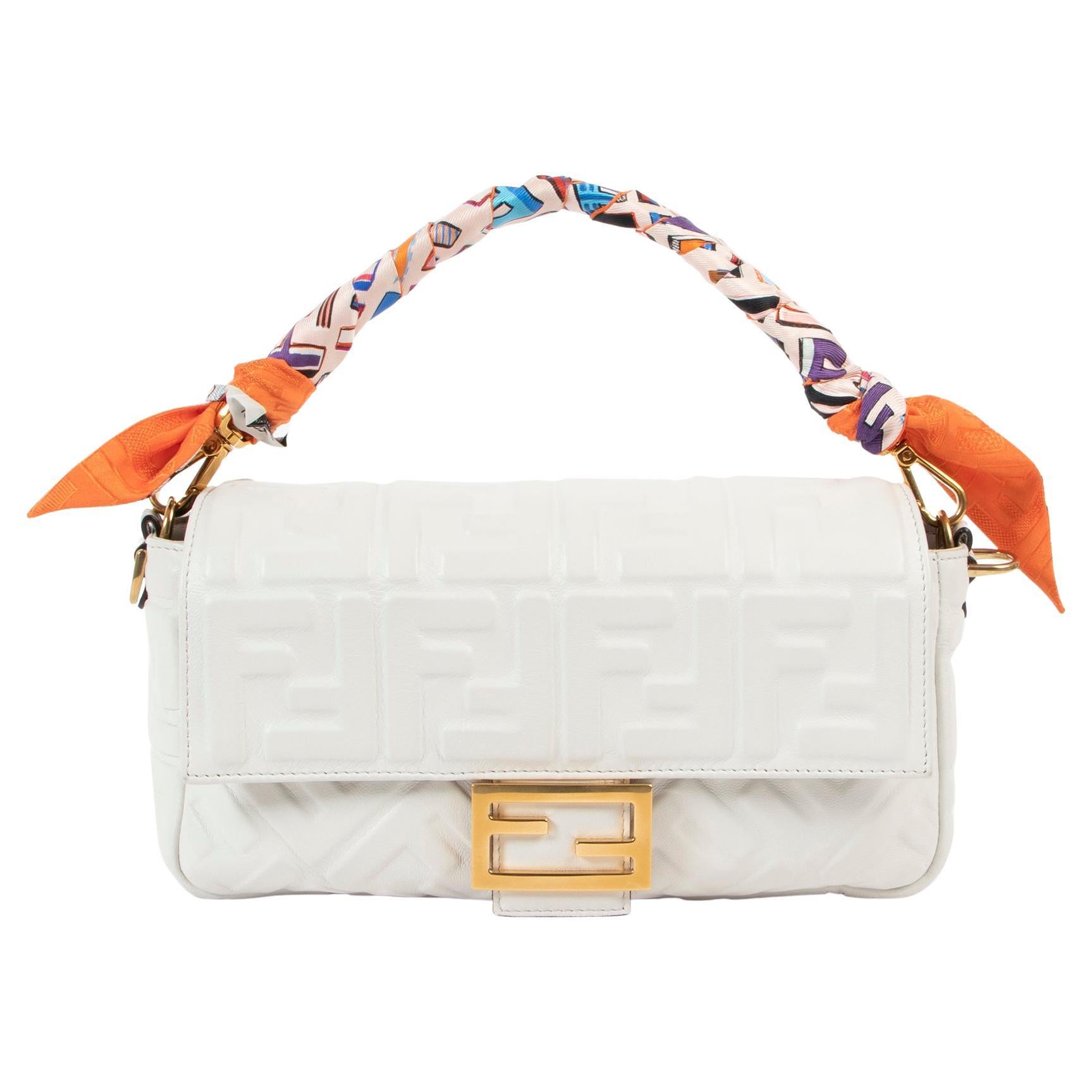 Fendi White Baguette Shoulder Bag + Multicolor Wrappy
