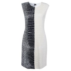 Fendi White/Black Crocodile Jacquard Knit Sleeveless Dress M