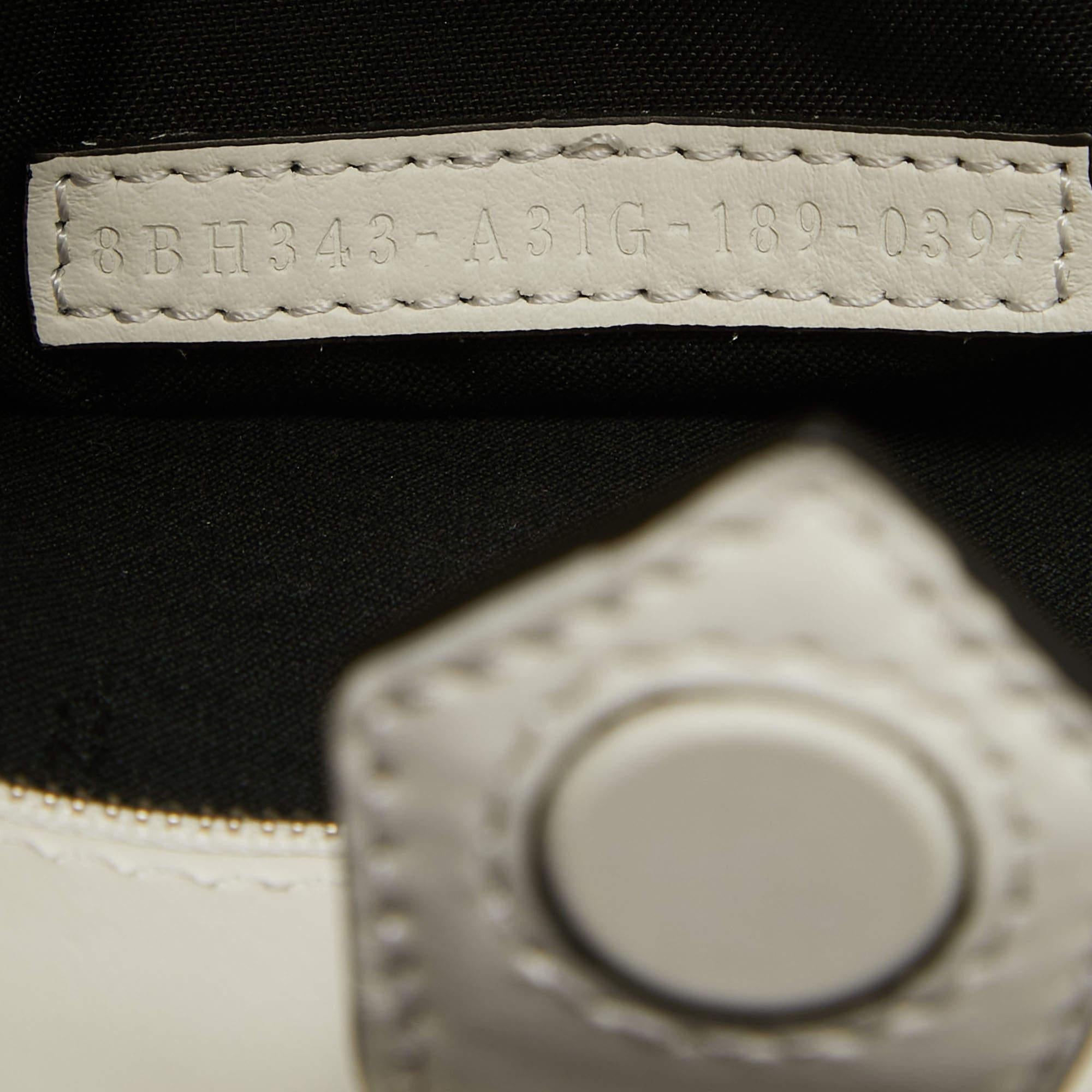 Fendi White/Black Leather and Velvet FF Runaway Top Handle Bag 5