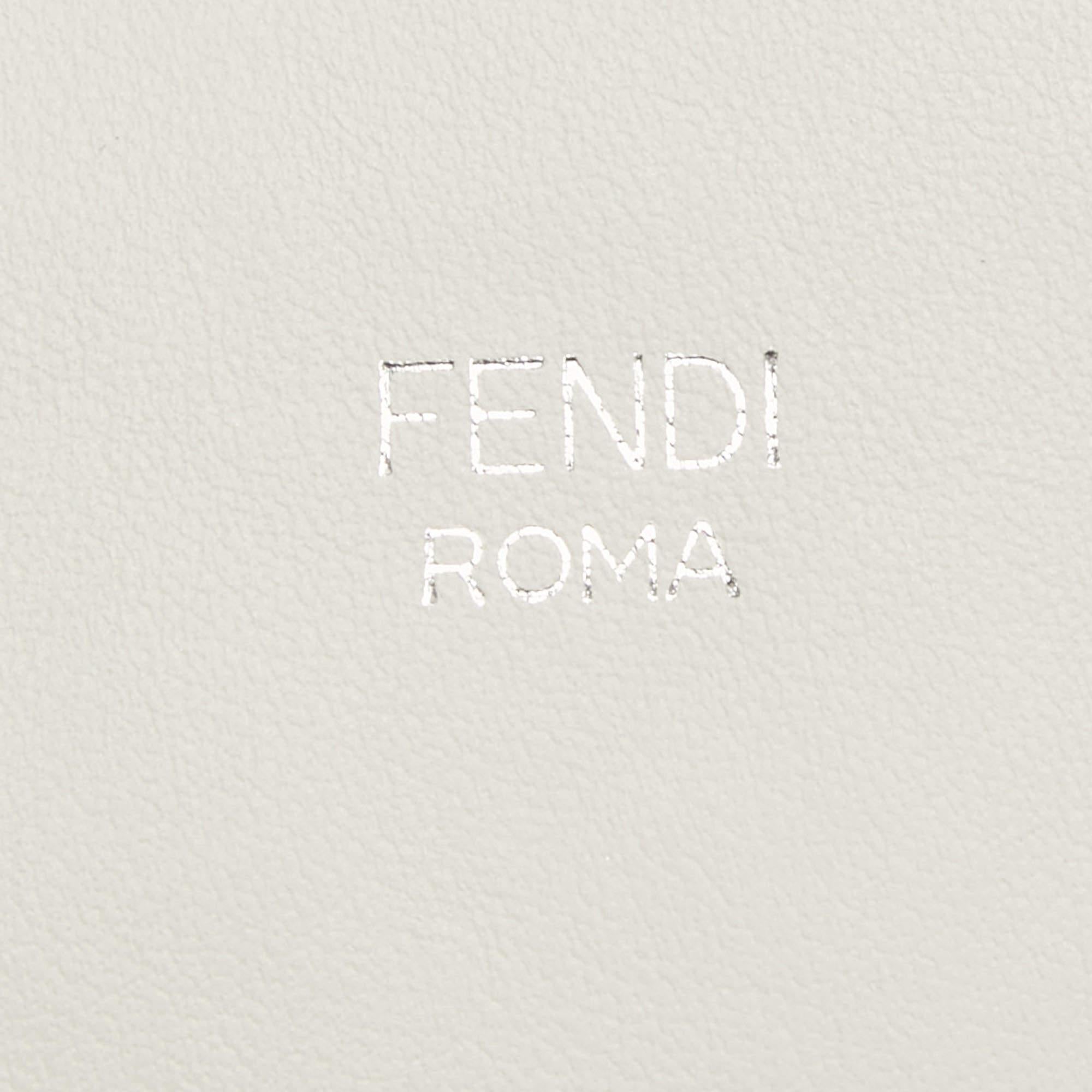 Fendi White/Black Leather and Velvet FF Runaway Top Handle Bag 4