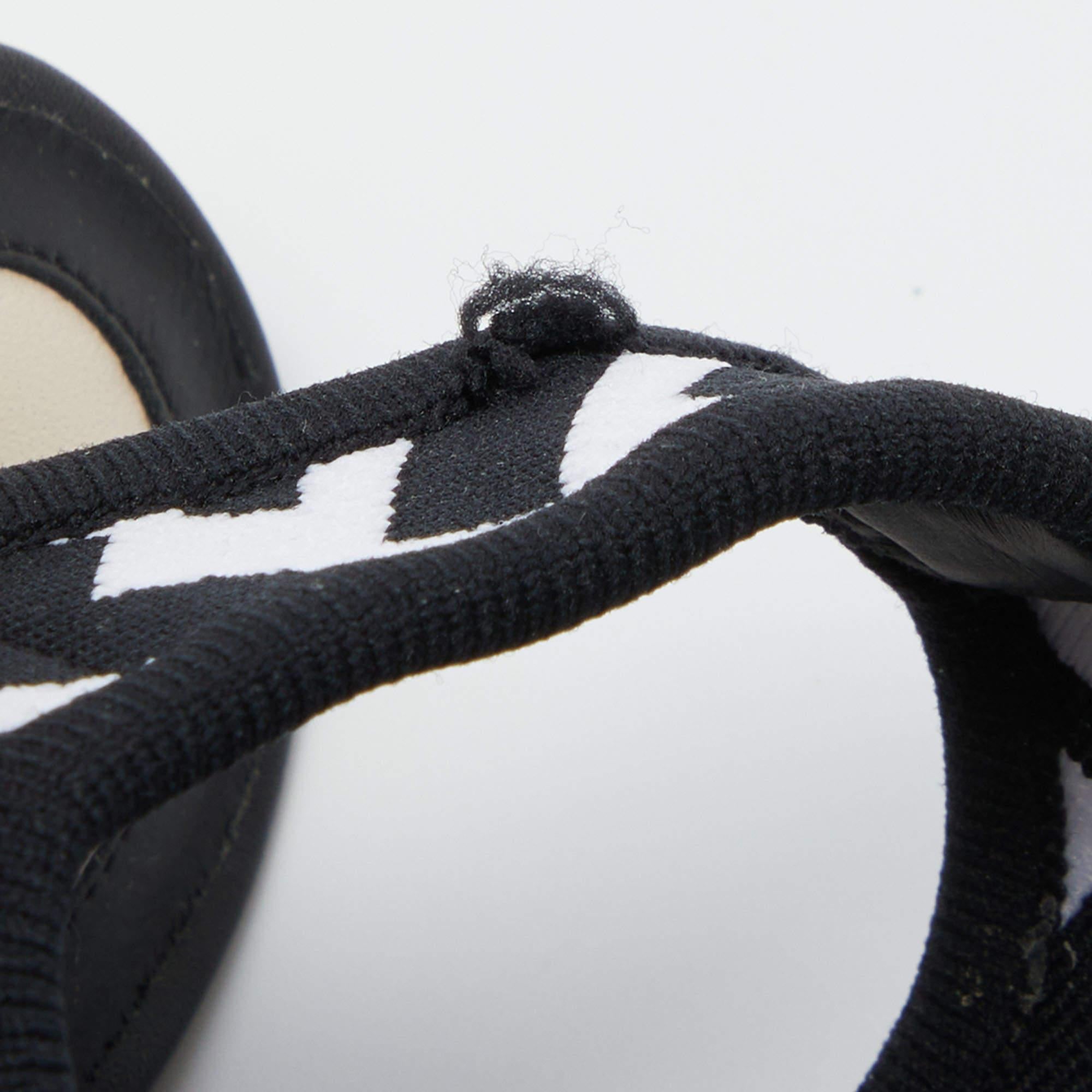 Fendi White/Black Zucca Knit Fabric Peep Toe Slingback Sandals Size 40 4