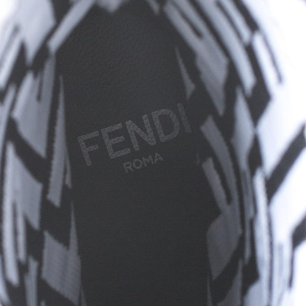 Fendi White/Black Zucca Stretch Knit Lace Ankle Boots Size 37.5 In Excellent Condition In Dubai, Al Qouz 2