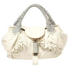 Fendi Wisteria Spy-Tasche aus weißem/blauem Leder