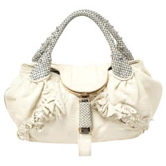 Fendi White/Blue Leather Wisteria Spy Bag