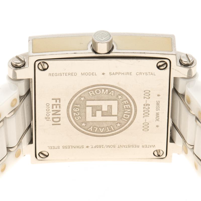 Fendi White Ceramic And Stainless Steel Quadro Women's Wristwatch 25 mm 1