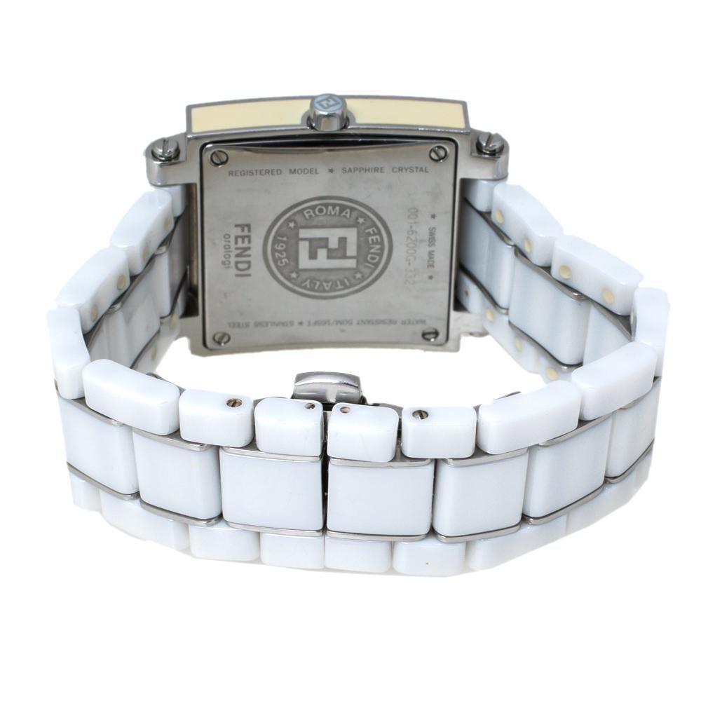 Creations from Fendi are impressions of contemporary times, while they exude a charm that is timeless. This Quadro 6200G watch is one such piece! It comes crafted from ceramic and stainless steel with a case diameter of 30 mm. The square dial is