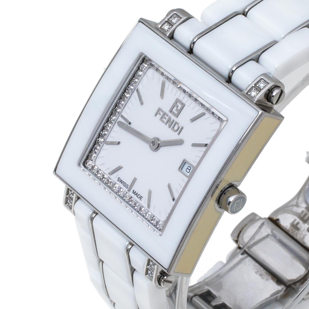fendi white ceramic watch