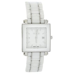 Fendi White Ceramic Stainless Steel Quadro F622140 Women's Wristwatch 30 mm
