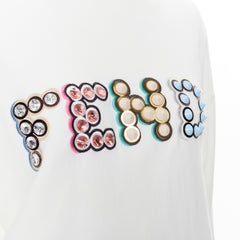 FENDI white cotton logo crystal spike stud embellished hoodie dress IT38