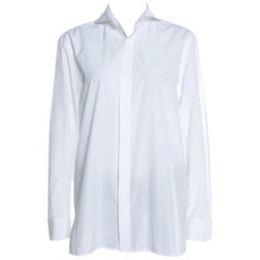 Fendi White Cotton Poplin Cutaway Collar Long Sleeve Shirt M