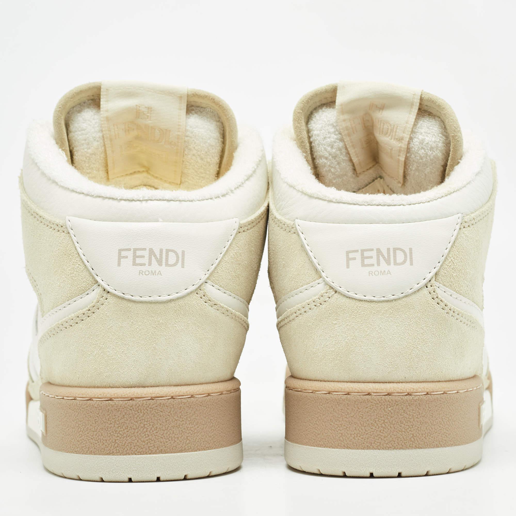 Baskets assorties Fendi blanches/crème et cuir et nubuck taille 38 Pour femmes en vente