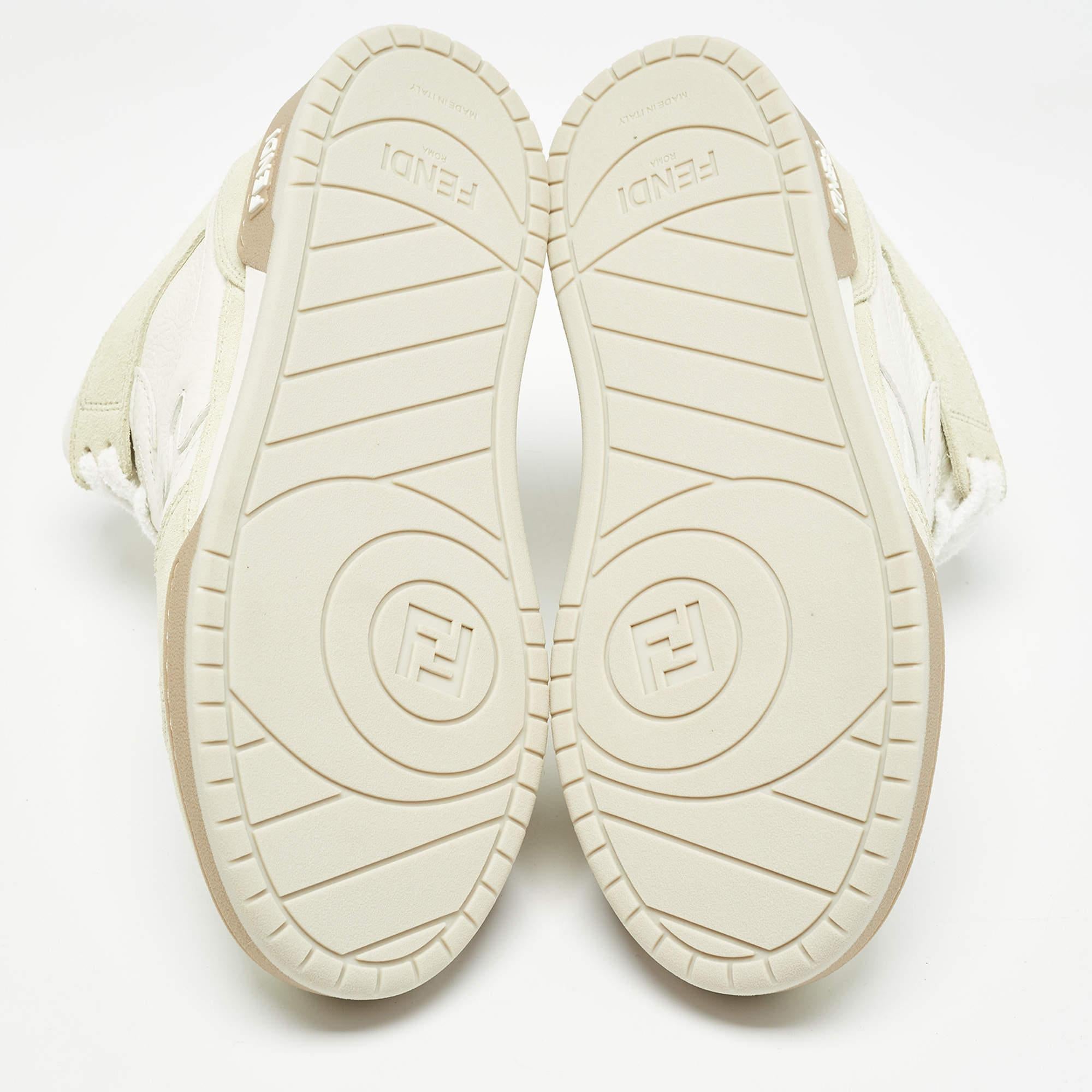 Baskets assorties Fendi blanches/crème et cuir et nubuck taille 38 en vente 1