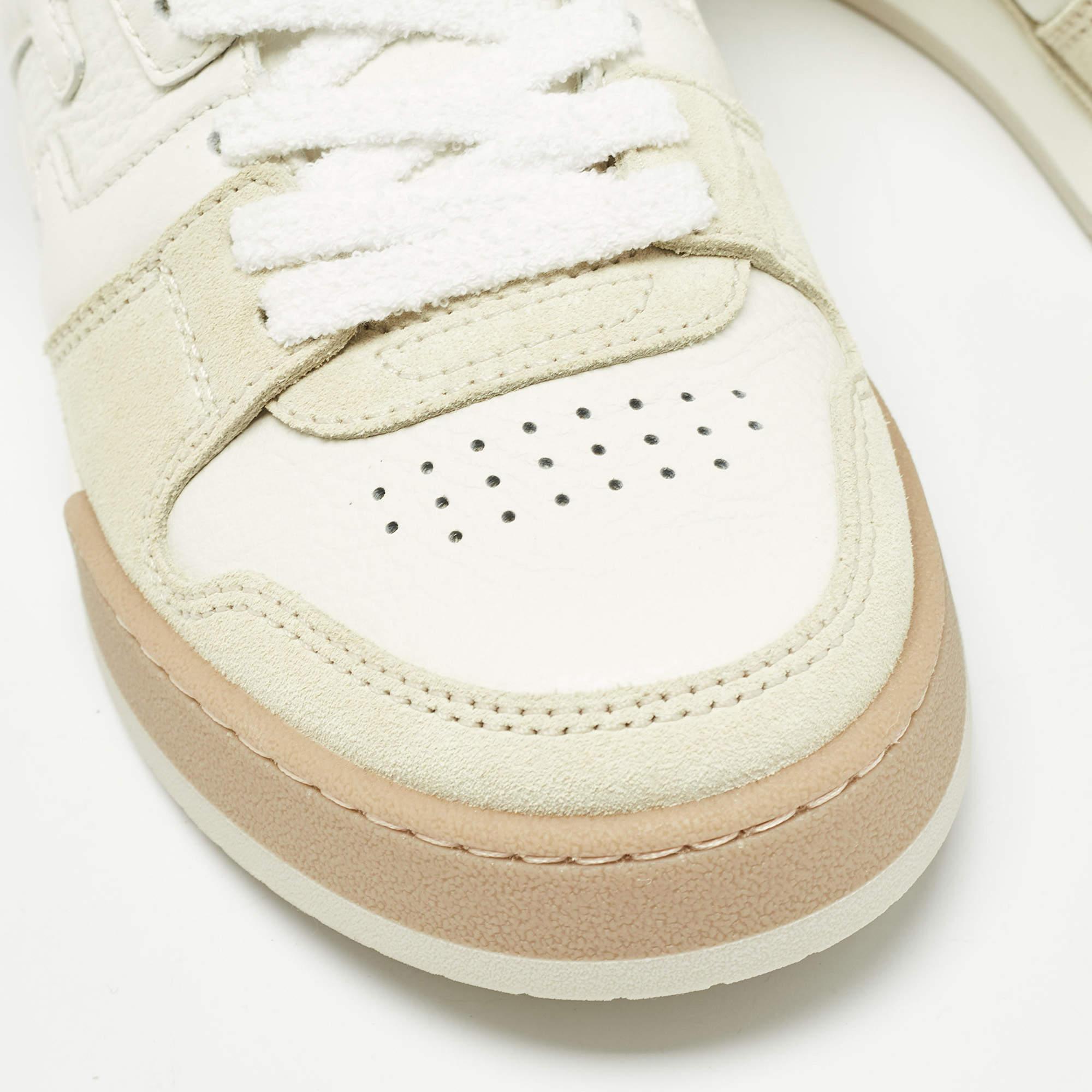 Baskets assorties Fendi blanches/crème et cuir et nubuck taille 38 en vente 3