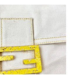 Fendi White Denim Baguette