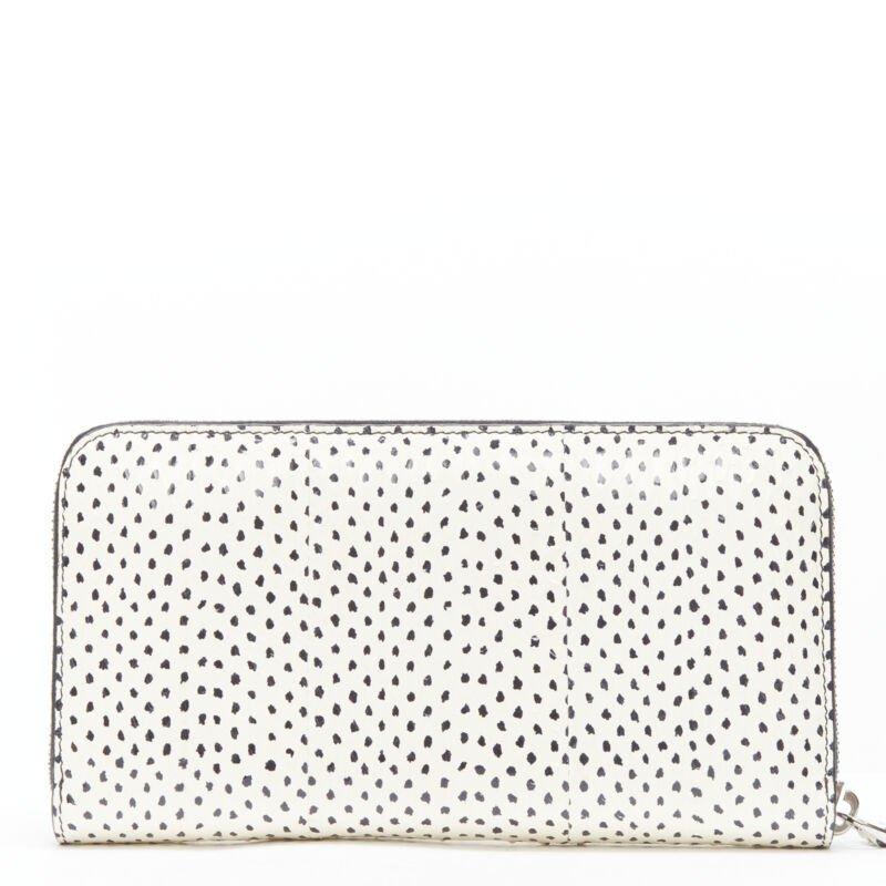 White FENDI white dotted scaled leather Rainbow studs long zip continental wallet