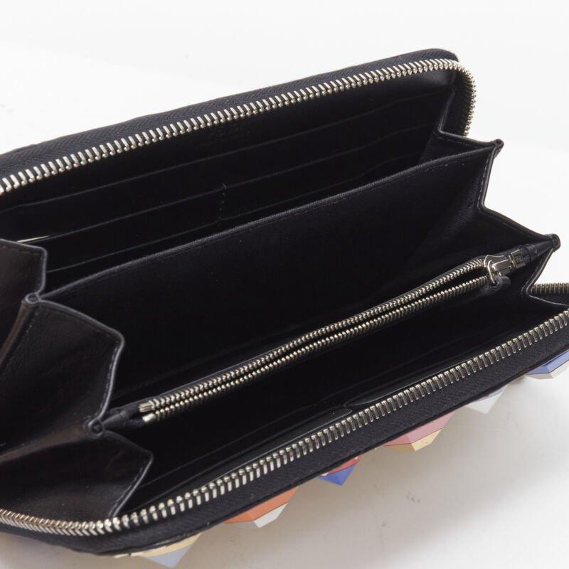 FENDI white dotted scaled leather Rainbow studs long zip continental wallet 2