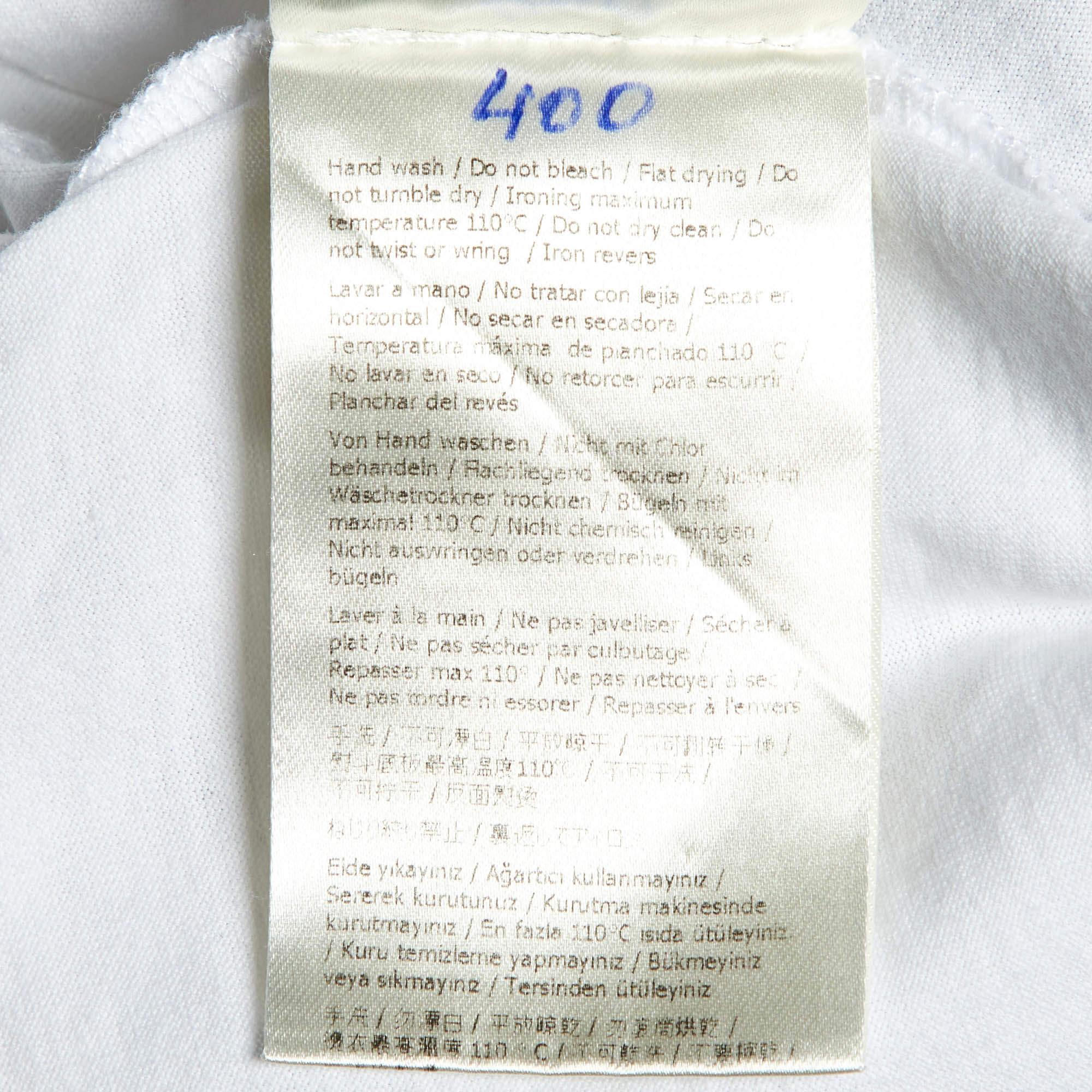 Fendi White FF Logo Patch Embroidered Cotton T-Shirt M For Sale 1