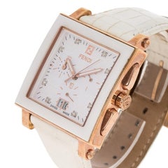Fendi White Gold-Plated Steel Ceramic Women's Wristwatch 40MM