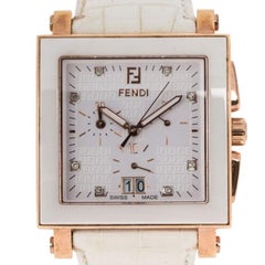Fendi White Gold-Plated Steel Ceramic Women's Wristwatch 40MM