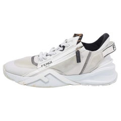 Fendi White/Grey Mesh and Suede Flow Sneakers Size 45