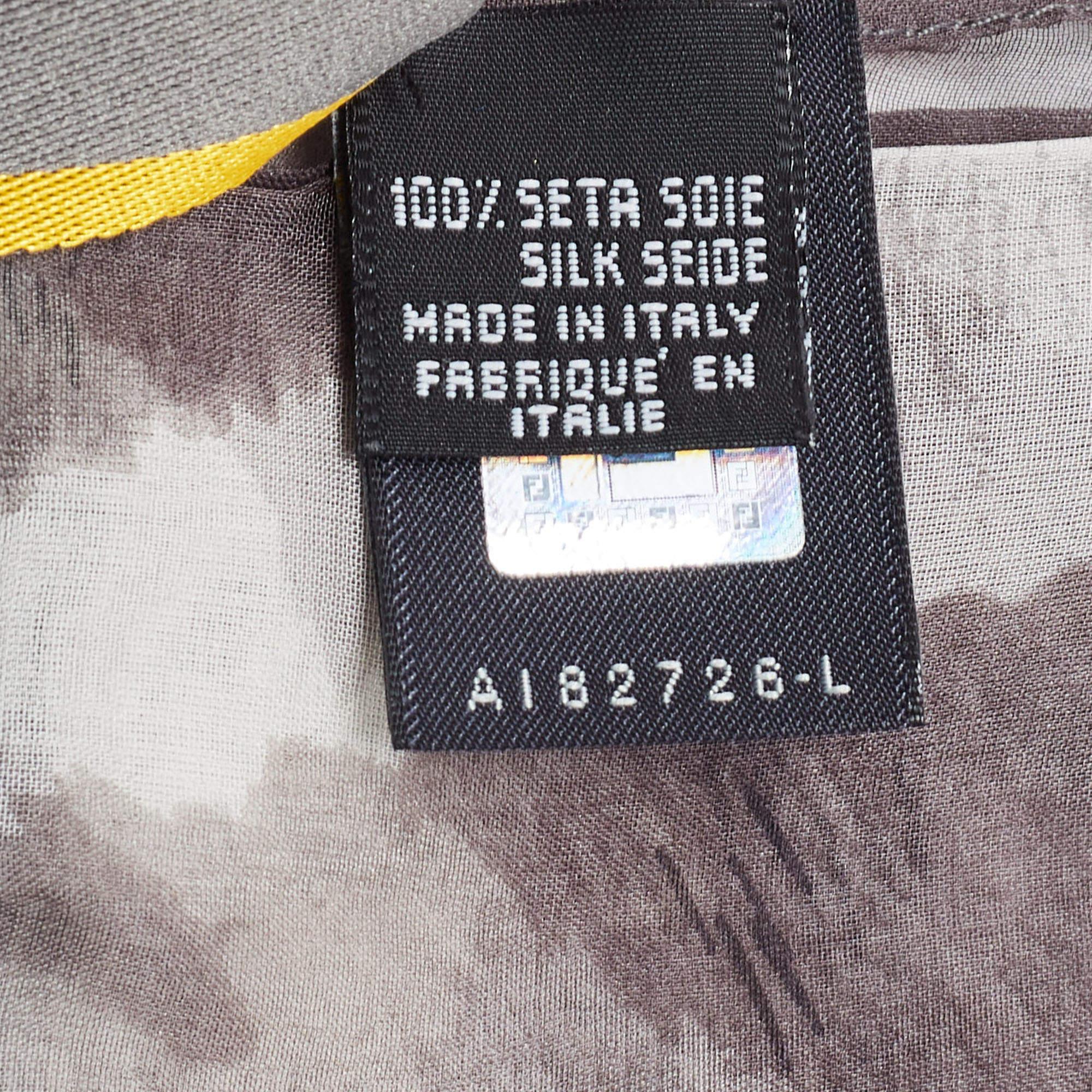 Women's Fendi White/Grey Zucca Zebra Print Silk Chiffon Scarf