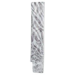 Fendi White/Grey Zucca Zebra Print Silk Chiffon Scarf