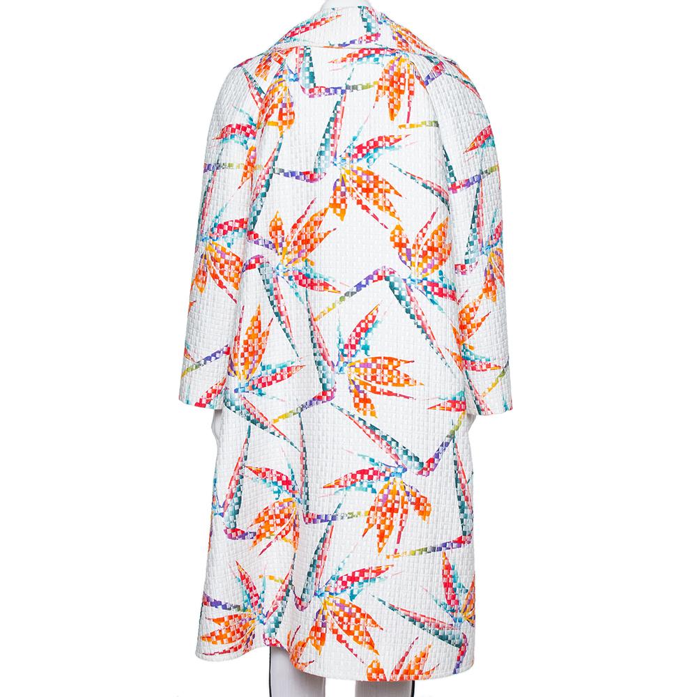 This chic coat from Fendi is a great option as it promises you immense comfort without compromising on style. An offbeat companion with all your outfits, this one is in white and is styled with a beautiful print all over, an oversized silhouette,