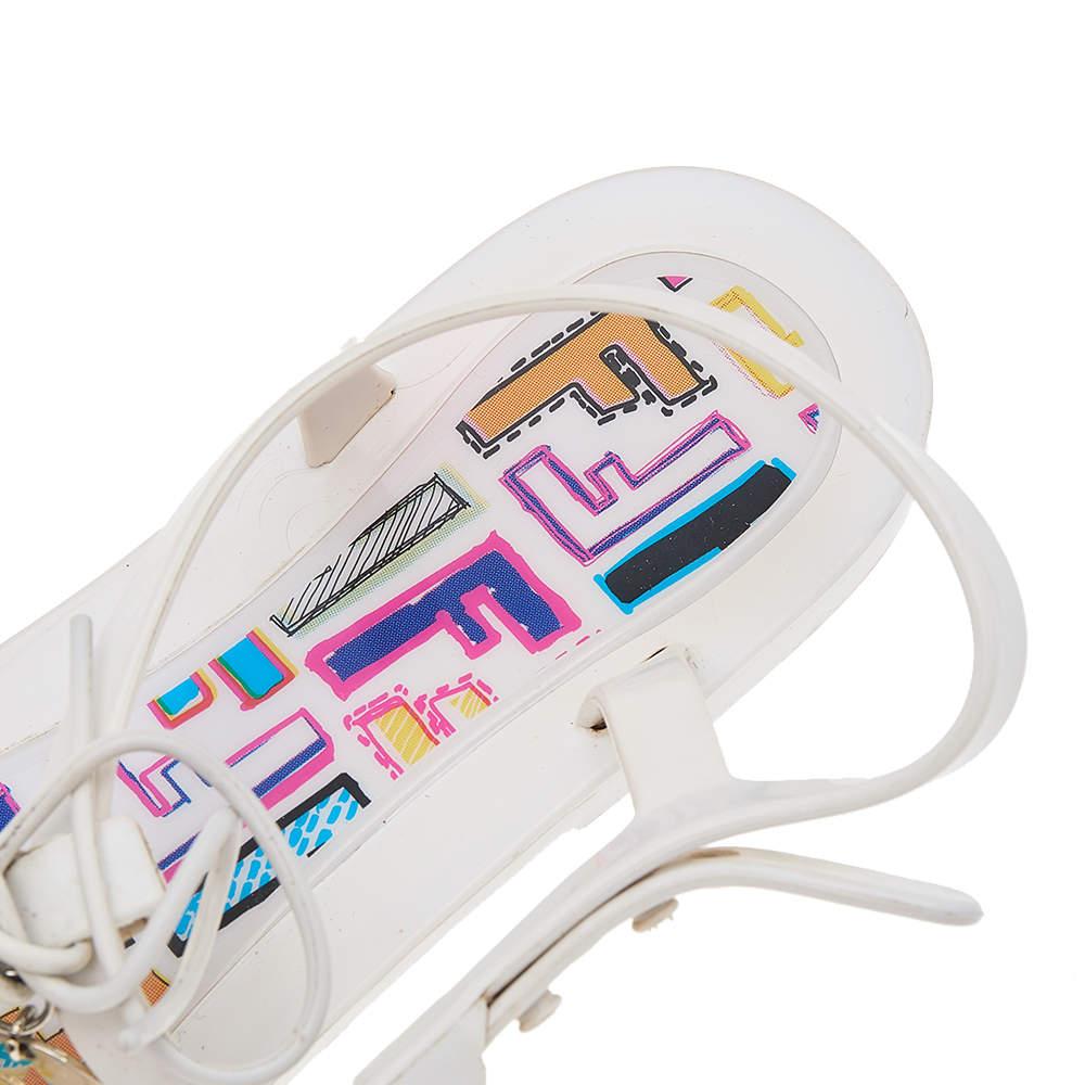 Fendi White Jelly Logo Charm Sunny Thong Flat Sandals Size 39 2