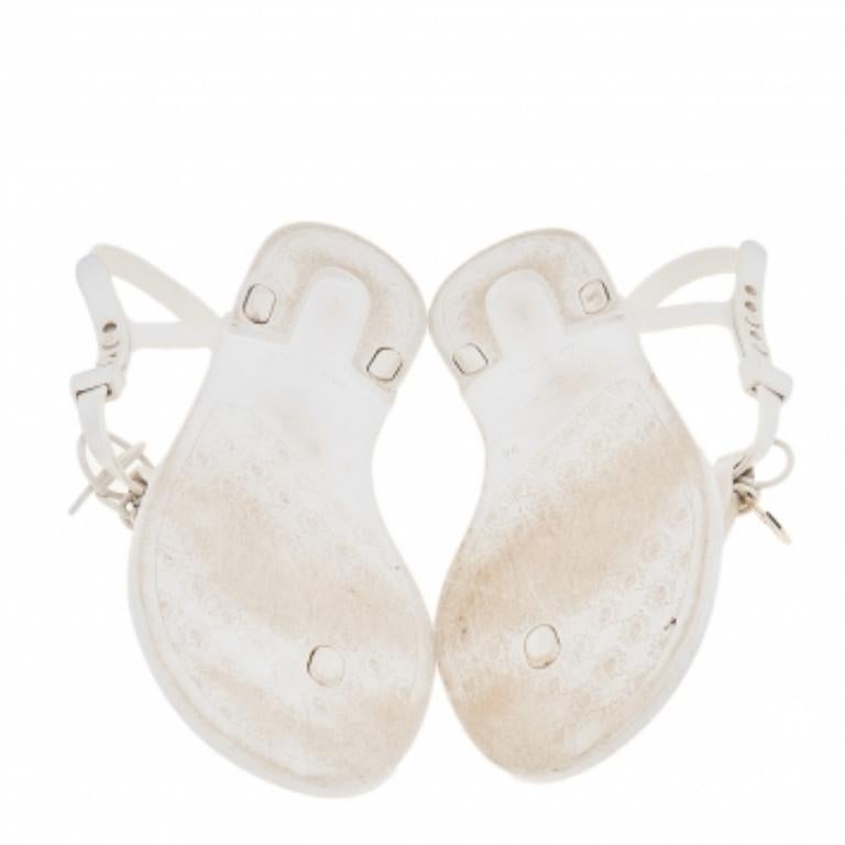Fendi White Jelly Logo Charm Sunny Thong Flat Sandals Size 39 2